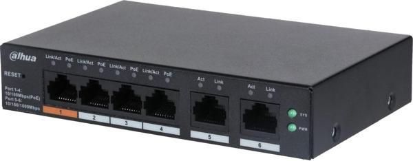 Dahua CS4006-4ET-60 4 Port PoE 2 Port Uplink Uplink Yönetilebilir PoE Switch 60W - Image 1