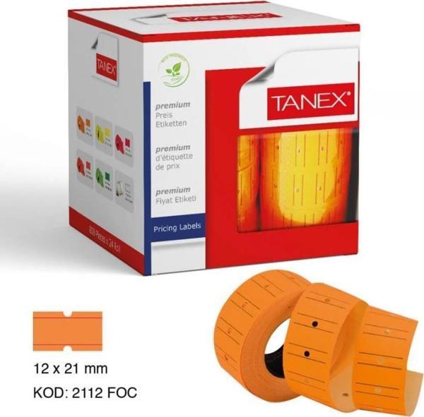 Tanex Turuncu Renkli Fiyat Etiketi 12 x 21 Mm 24 Rulo - Image 1