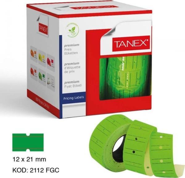 Tanex Yeşil Renkli Fiyat Etiketi 12 x 21 Mm 24 Rulo - Image 1