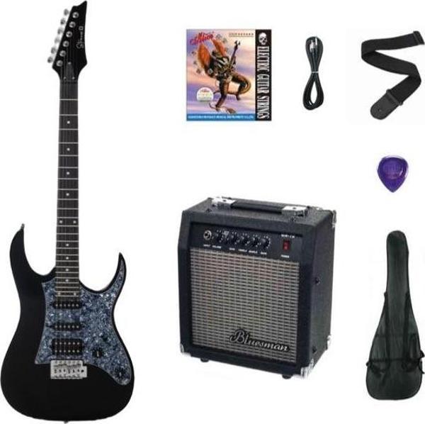 Strauss ESH-22 BK ELEKTRO GİTAR HSS - SİYAH SET (Amfi-SOFTCASE-ASKI-TEL-KABLO-PENA) - Image 1