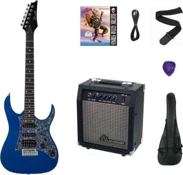 Strauss ESH-22 MBL ELEKTRO GİTAR HSS - METALİK MAVİ SET (Amfi-SOFTCASE-ASKI-TEL-KABLO-PENA) - Image 1