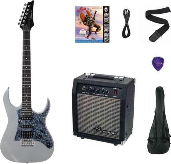 Strauss ESH-22 MS ELEKTRO GİTAR HSS - METALİK GRİ SET (Amfi-SOFTCASE-ASKI-TEL-KABLO-PENA) - Image 1