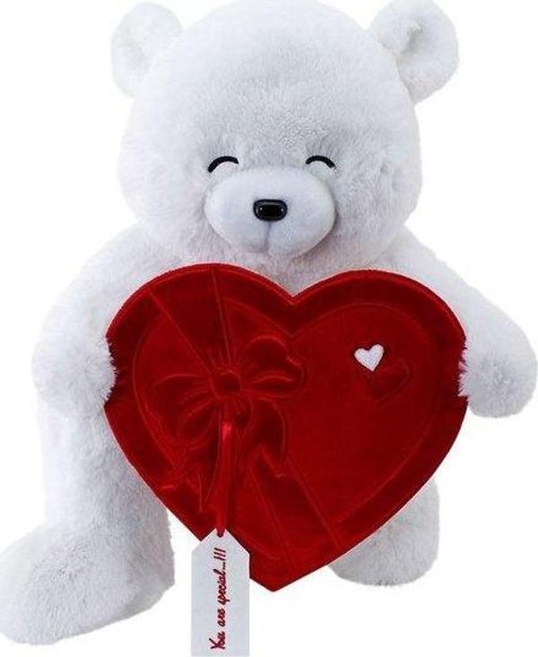 Neco Plush Sevgiliye Hediye Fluffy Kalp Kutu Flamalı Serenat Ayı - Image 1