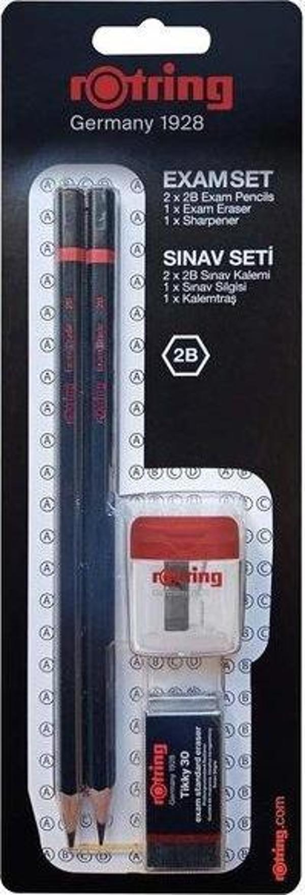 Rotring 2'li 2B Sınav Kalemi+ Silgi+ Kalemtıraş - Image 1