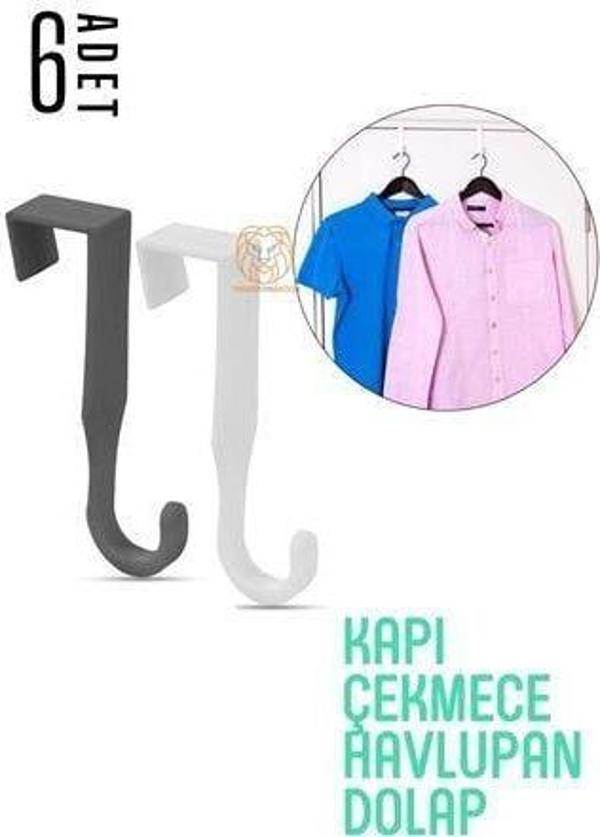 TransForMacion Pratik Askı Dolap Çekmece Havlupan Kapı Askısı 6 ADET 720572 - Image 1
