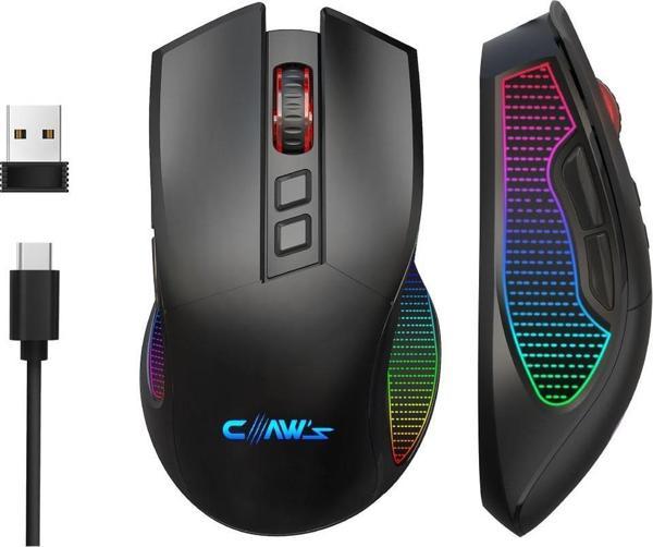 Claw's Crossfire Air V1 Kablosuz 10000 Dpi Pixart PMW3325 Sensör Yazılımlı Chromatic RGB Kablosuz Gaming Mouse Siyah - Image 1
