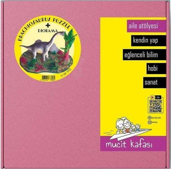 Mucit Kafası 2'li Kardeş Seti Therizinosaurus Kayalıklarda + Brachiosaurus Puzzle Diorama - Image 1