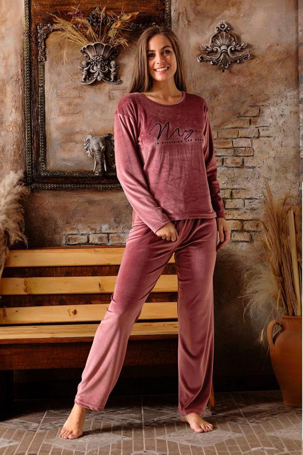 Nisanca Kışlık Kadın Kadife Pijama Takımı - Süper Soft Serisi - Image 1