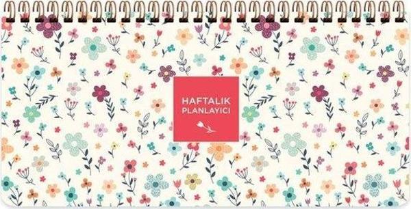 Keskin Color 13x27 Spiralli Planner - Krem Çiçek - Image 1