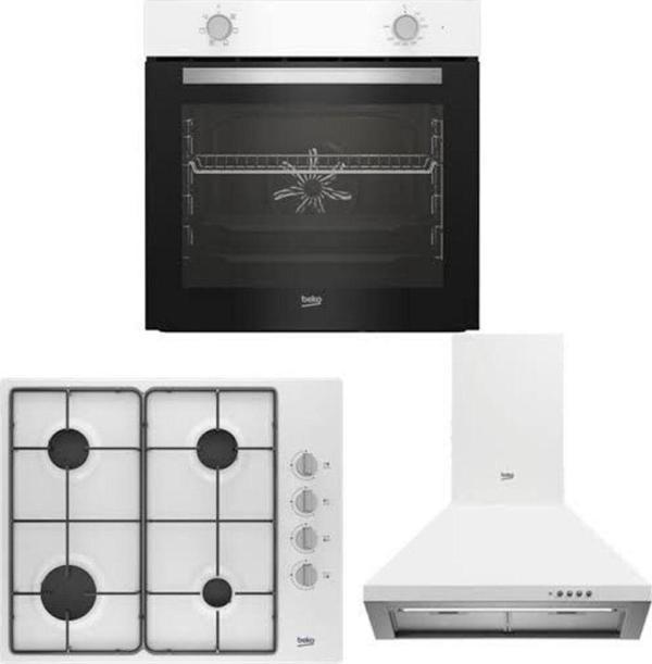 Süper Fırsat Set Beyaz - 3’lü Ankastre Set (fırın + Ocak + Davlumbaz) - Image 1