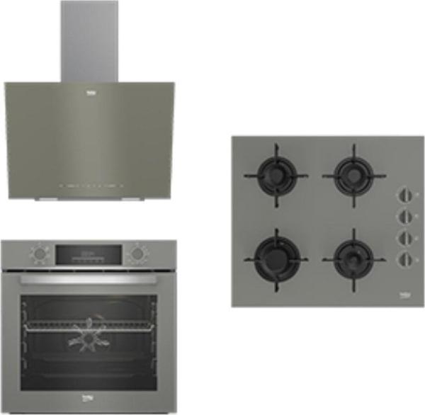 Yeni Gri Cam Avantaj Set - 3’lü Ankastre Set (fırın + Ocak + Davlumbaz) - Image 1