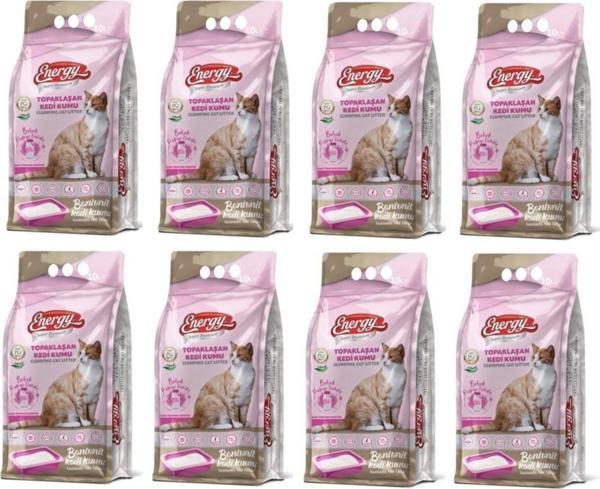 Energy Bentonit Kedi Kumu Bebek Pudrası Kokulu 10 Lt - 8 Paket - Toplam 80 Lt - Image 1