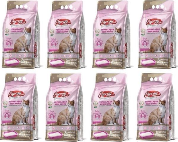 Energy Bentonit Kedi Kumu Bebek Pudrası Kokulu 5 Lt - 8 Paket - Toplam 40 Lt - Image 1