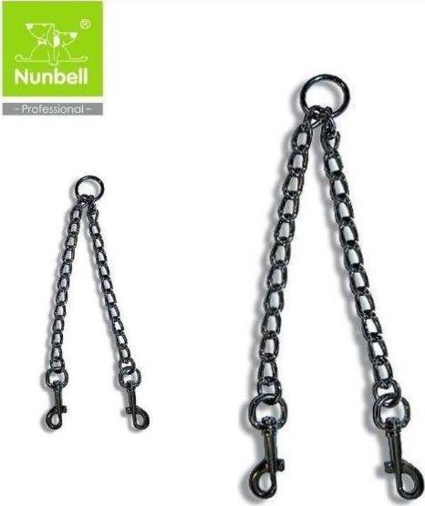 Nunbell Köpek Gezdirme İkili Zincir 2,5 cm - Image 1