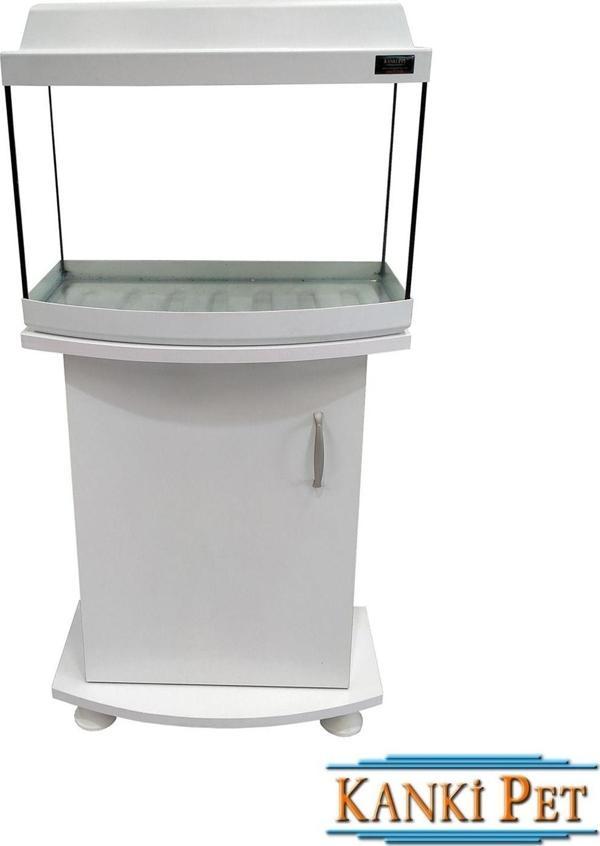50 Cm Bombeli Akvaryum ve sehpası takım Beyaz - Image 1