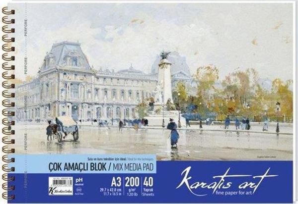 Karatis Art A3 Spiralli Çok Amaçlı Blok 40 Yaprak - Image 1