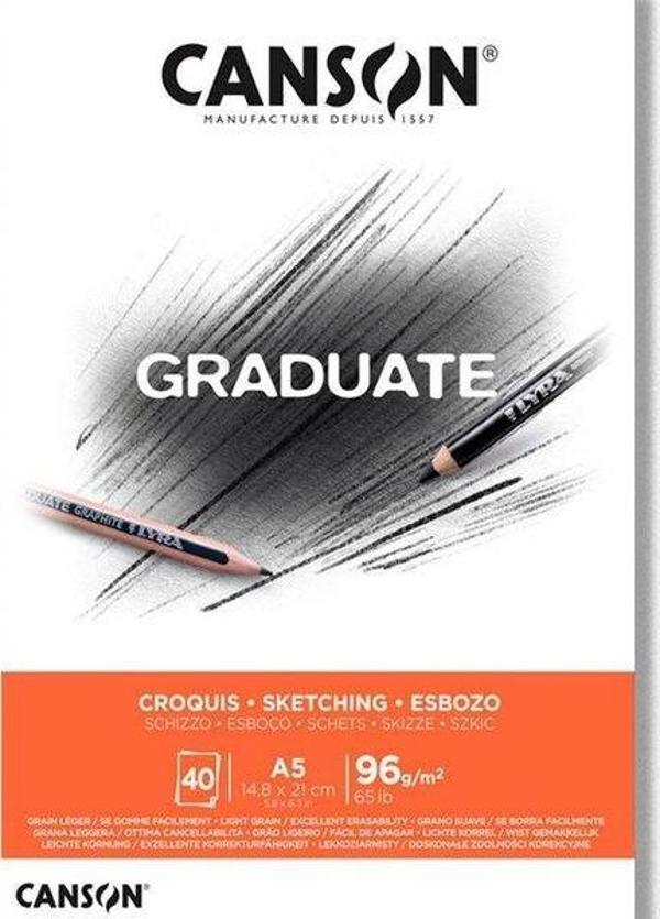 Canson Graduate Çok Amaçlı Blok Sketch A5 96 gr Eskiz Blok - Image 1
