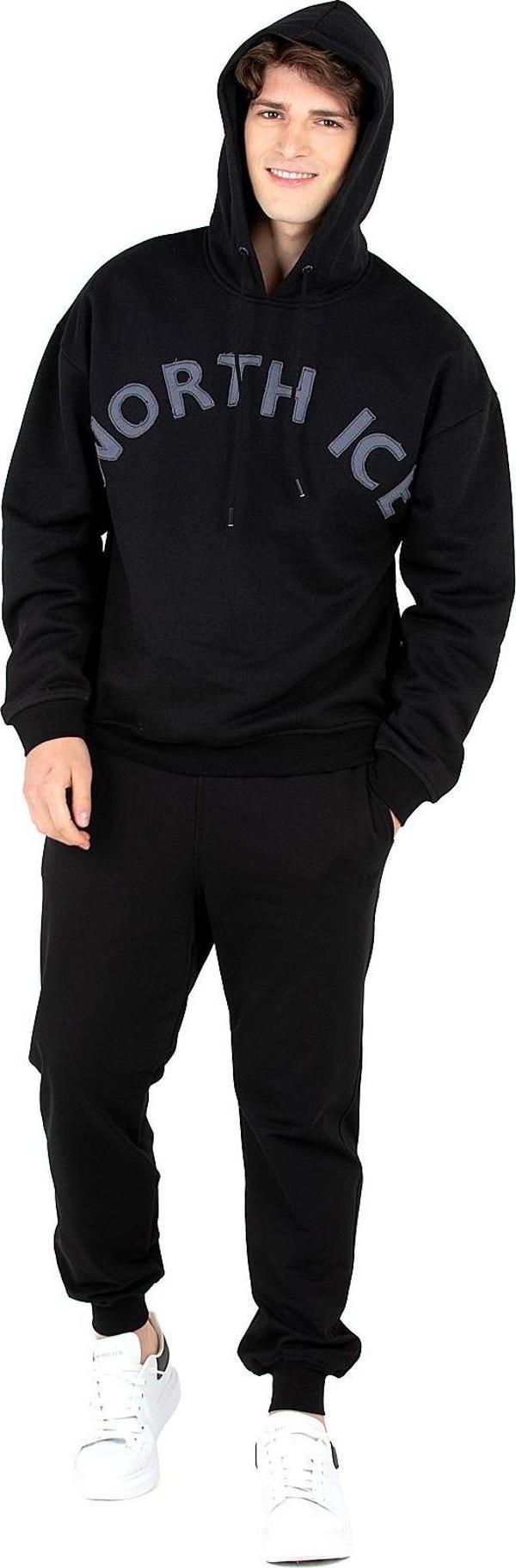 North Ice Kopüşonlu Sweatshirt SİYAH - Image 1