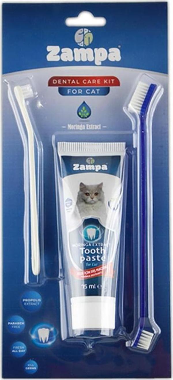 Zampa Kediler İçin Diş Fırçalama Seti, 22cm-70gr - Image 1