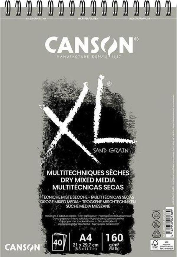 Canson XL A4 Sand Grain Spiralli Blok Gris - 400110395 - Image 1