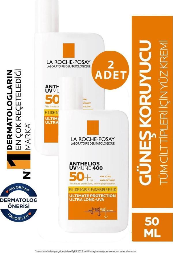 La Roche Posay Anthelios UVmune 400 Invisible Fluid SPF50+ 50 ml 2 Adet - Image 1