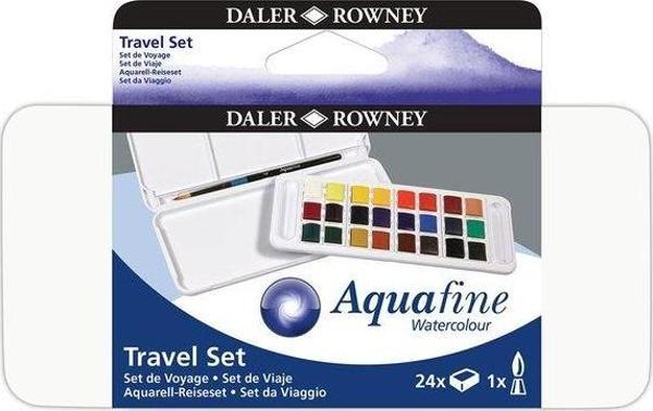 Daler Rowney Aquafine Seyahat Seti 24 Yarım Boy Plastik Kutu 131900102 - Image 1
