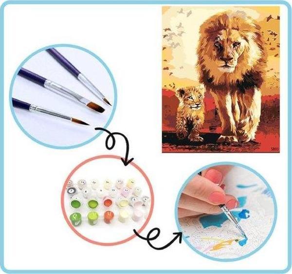 Plus Hobby Aslan Kral Sayılarla Boyama Seti 40x50cm Tuval - Image 1