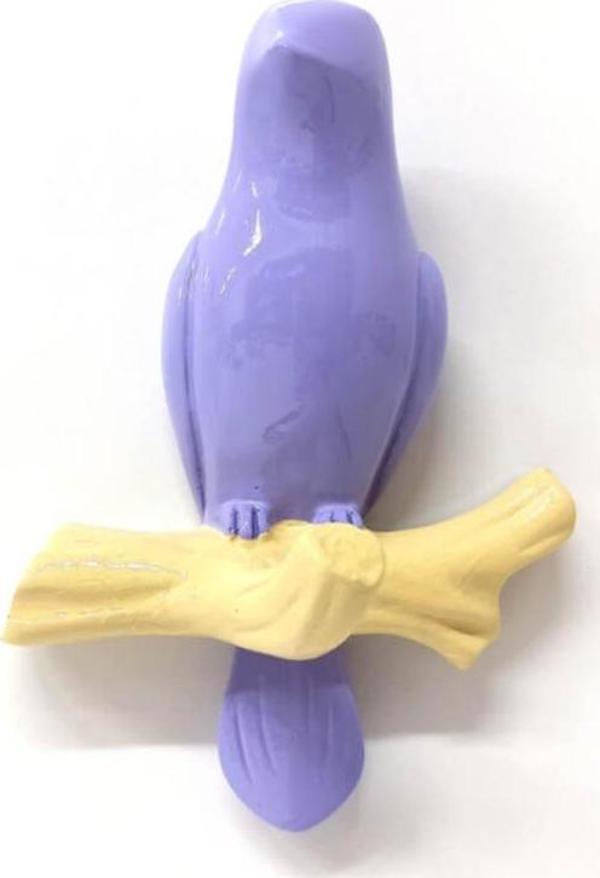 Dekoratif Tekli Modern Duvar Askılık Dal Üstünde Kuş Duvar Dekor Askı Lila-110 x 95 - Image 1