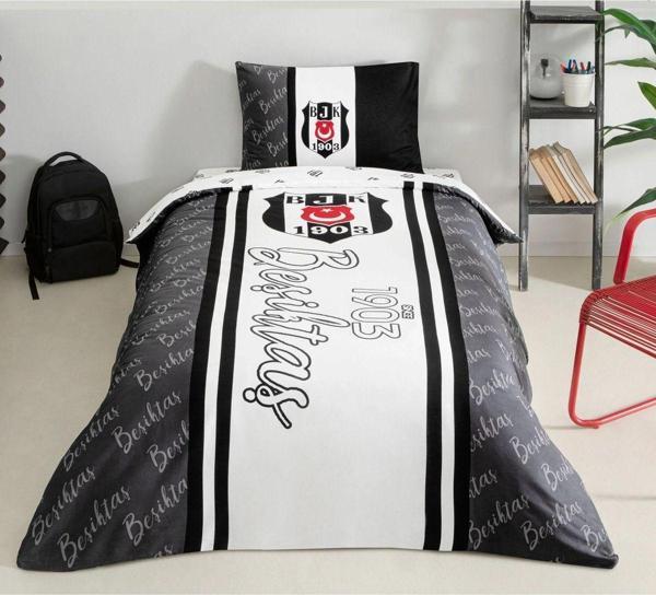 Taç Beşiktaş 1903 Glow Tek Kişilik 120X200 Lastikli Çarşaflı Nevresim Takımı - Image 1