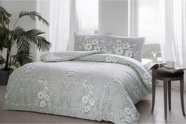 Taç Lily Gri Çift Kişilik Nevresim Takımı - Image 1