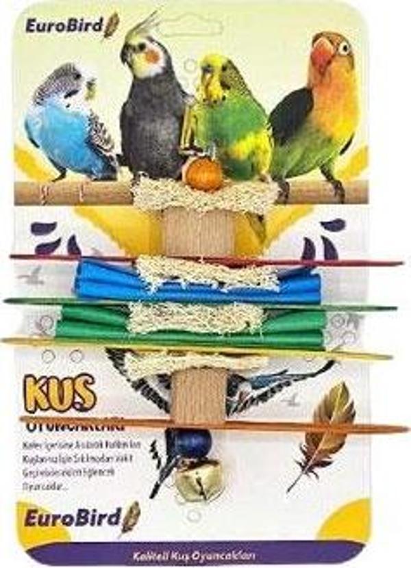 EuroBird Zilli Kuş Oyuncağı (2 Küp, 4 Tahta, 2 Keçe) - Image 1