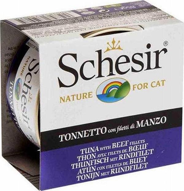 Schesir Ton Balıklı ve Sığır Etli Jelly Yetişkin Kedi Konservesi 6 Adet 85 Gr - Image 1