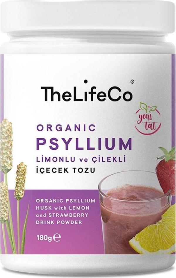 TheLifeCo Organik Psyllium Limonlu ve Çilekli İçecek Tozu 180g - Image 1