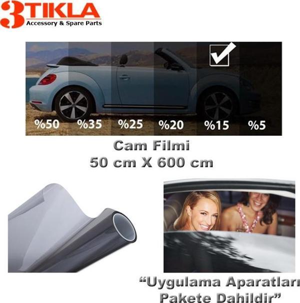 3 Tıkla Oto/Ev Cam Filmi 50cmx600cm Dark Black - Image 1