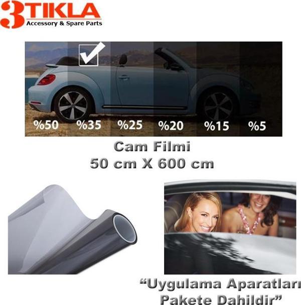 3 Tıkla Oto/Ev Cam Filmi 50cmx600cm Light Black - Image 1