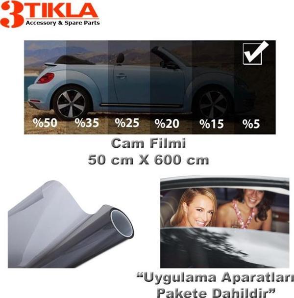 3 Tıkla Oto/Ev Cam Filmi 50cmx600cm Super Dark Black - Image 1