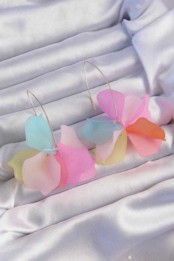 Pirinç Karışık Renkli Flora Küpe - TJ-BKP9267 - Image 1
