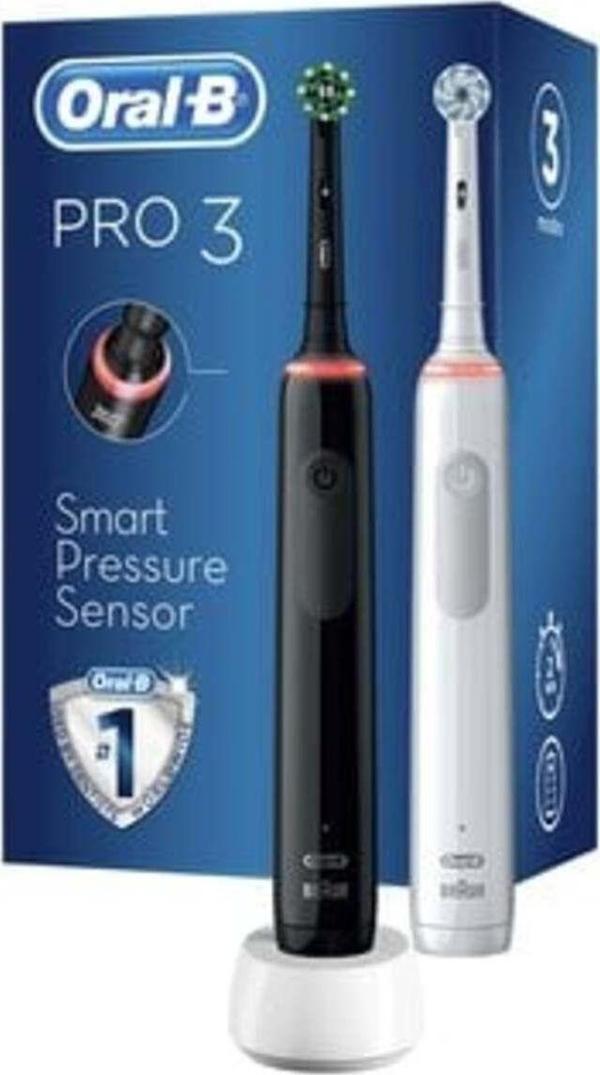 Oral-B Pro3-3900-Siyah Beyaz Şarjlı Diş Fırçası 2'li ( 1 ADET ) - Image 1