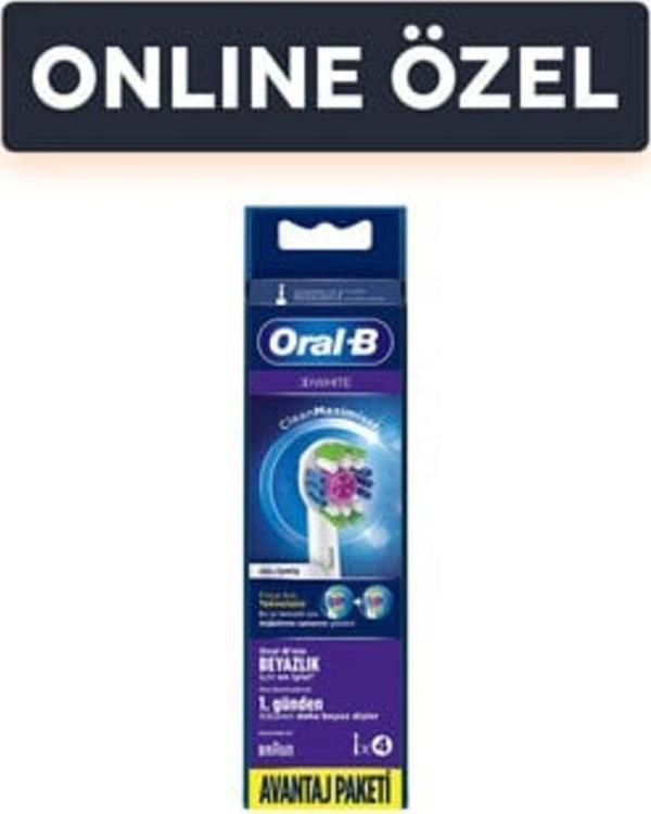 Oral-B Şarjlı Yedek Başlık 3 Boyutlu Diş Fırçası 4'lü ( 1 ADET ) - Image 1
