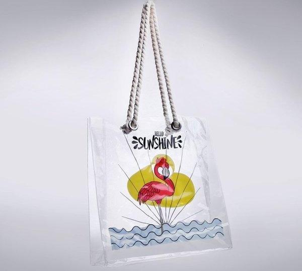4NIO Şeffaf Plaj Çantası Flamingo - Image 1