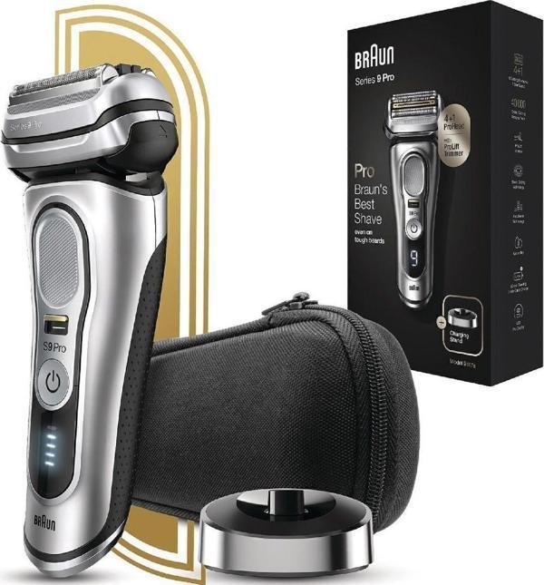 Braun ProHead İle Yenilenen 9 Pro Serisi Sakal Traş Makinesi, Islak Kuru Kullanım + Seyahat Kabı - Image 1