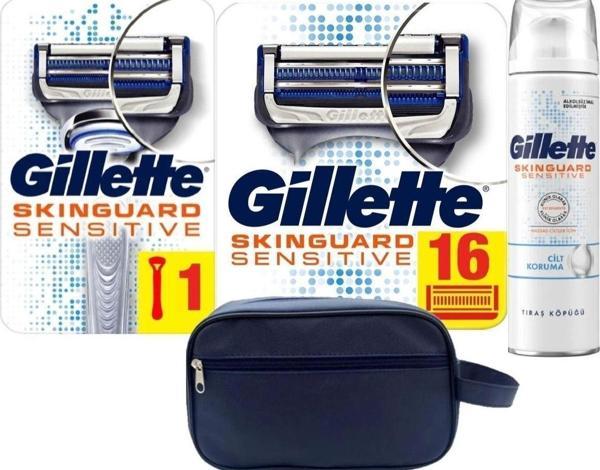 Gillette Skinguard Makine + Skinguard 16 Adet Tıraş Bıçağı + Skinguard Köpüğü 250 Ml + Çanta - Image 1