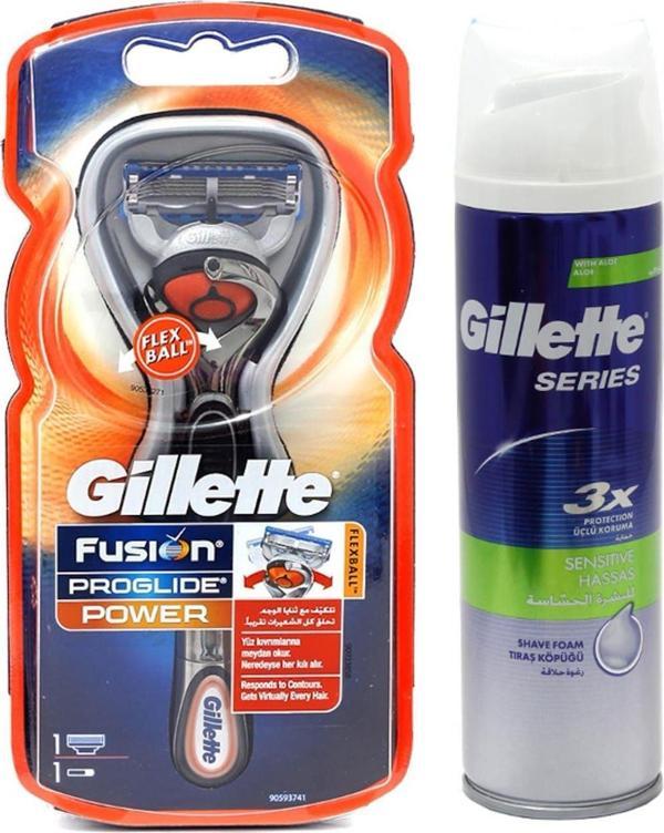 Gillette Fusion Flexball Power Makine 1 Up + Sensitive Köpük 250 ml - Image 1