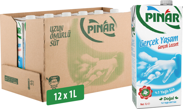 Pınar %1 Yağlı Süt 1 L x 12 Adet - Image 1