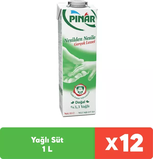 Pınar Yağlı Süt 1 L  x 12 Adet - Image 1