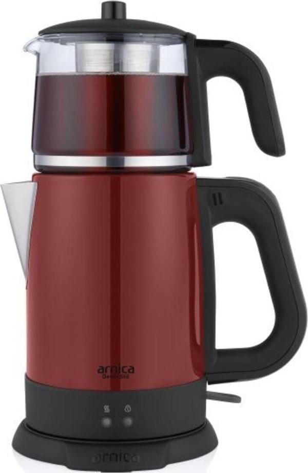 Arnica Demli Stil IH33204 CAM Demlikli Çay Makinesi Kırmızı - Image 1