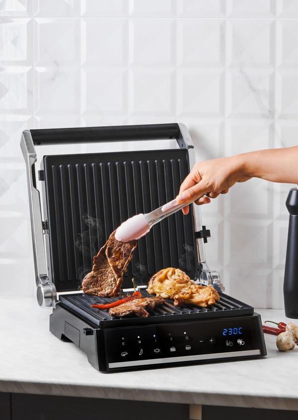 Homend Grilliant 1341h Inox Gövdeli, Döküm Plakalı, 5 Programlı, Led Ekranlı Tost Ve Izgara Makinesi - Image 1