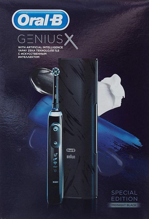 Oral-B Genius X Yapay Zeka Destekli Şarj Edilebilir Diş Fırçası, Özel Seri Siyah + Seyahat Kabı - Image 1