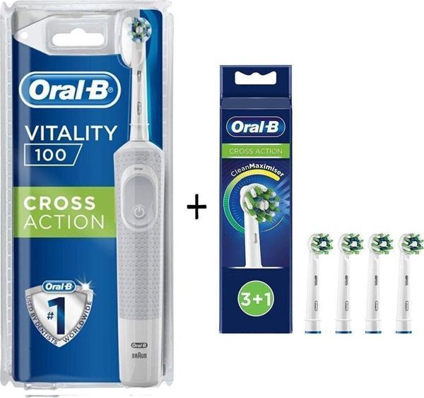 Oral-B Oral B D100 Şarj Edilebilir Cross Actionwhiteelektrikli Diş Fırçası + 3+1 Yedek Fırça Başlığı - Image 1