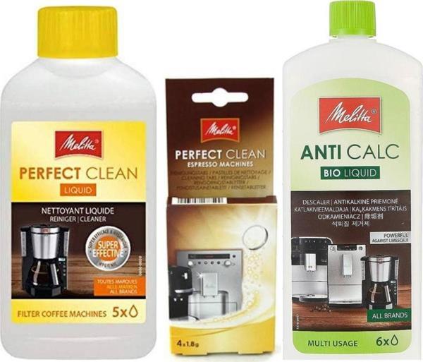 Philips Kahve makinesi temizlik seti süt sistemi temizleme 250ml, kireç çözücü 250ml, 4lü temizleme tableti - Image 1